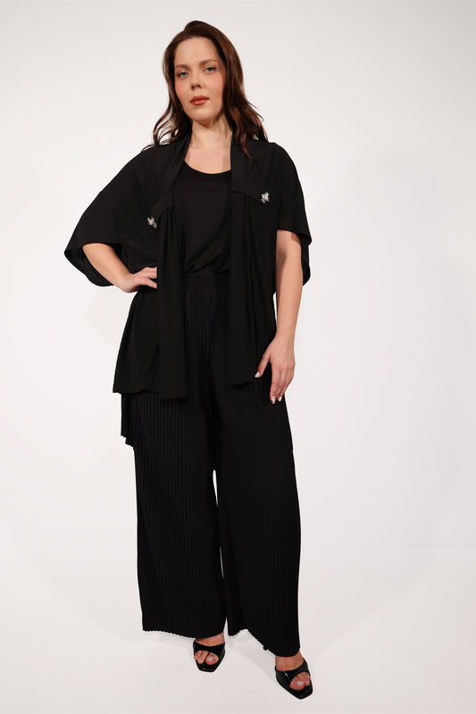 Siyah Pileli Pantolon ve Ceket Takımı